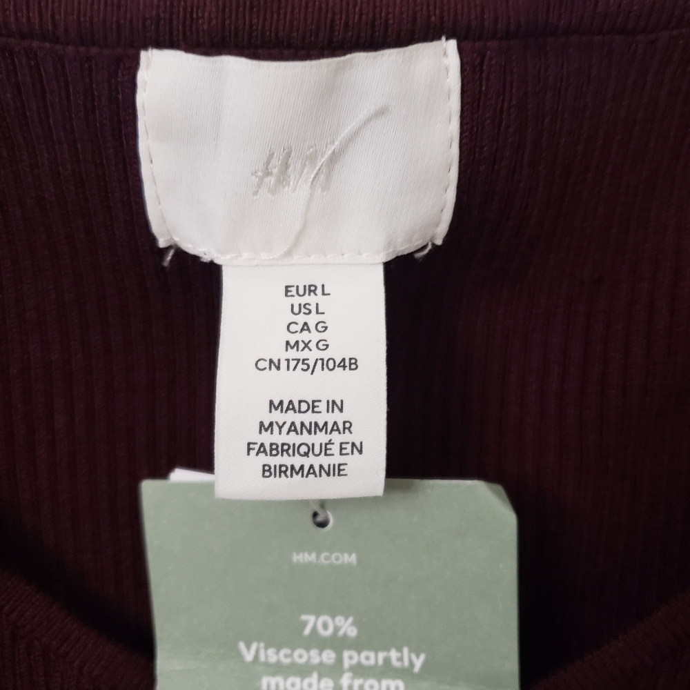 H&M Women's Burgundy Off-Shoulder Top Size: L - Picture 4 of 5